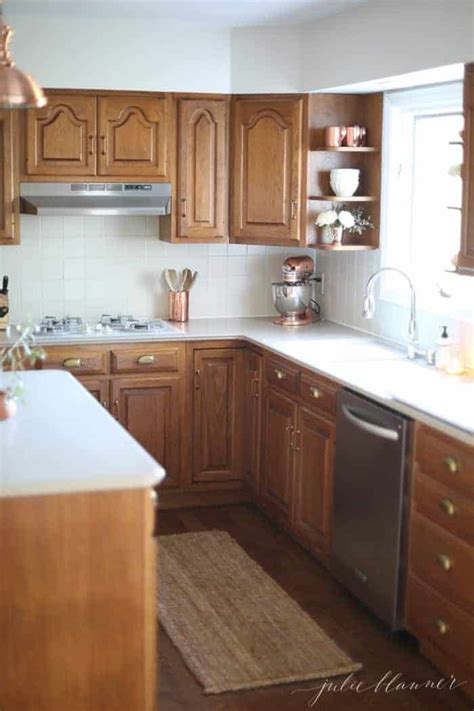 stainless steel with oak cabinets|updating honey oak cabinets.